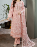 SMT S729-Embroidered 3pc Lawn dress with Embroidered chiffon dupatta.
