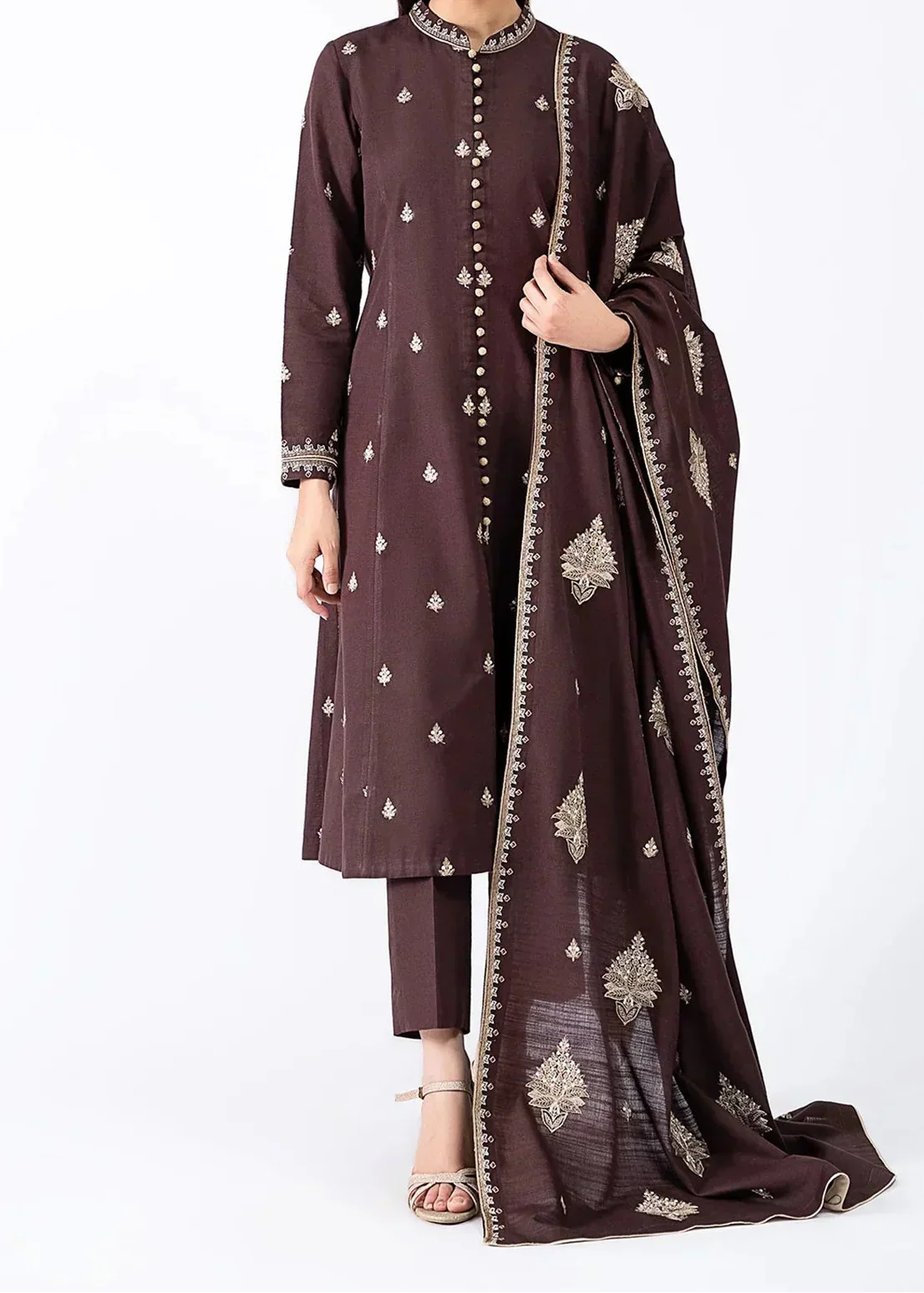 SMT Z-(S1319)- Stitched Embroidered 3pc Lawn Dress With Embroidered Lawn Dupatta.