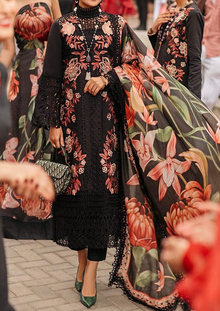 SMT S94- Heavy Shifli Embroidered 3pc lawn dress with Digital printed Silk Dupatta.