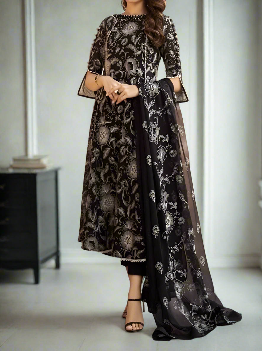 SMT W616-Embroidered 2pc Linen Dress