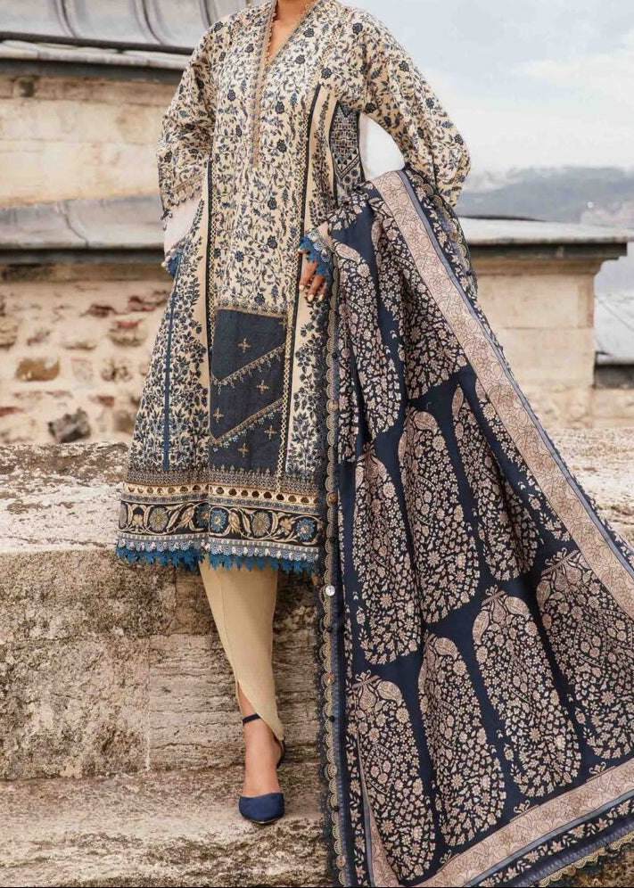 SMT W819 - Digital Printed 3pc Karandi Dress With Digital Printed Karandi Shawl.