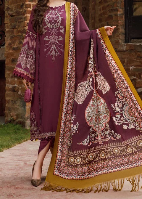 SMT W797-Embroidered 3pc Marina Dress With Printed Shawl.