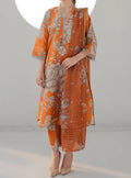 SMT S484-Printed 3pc lawn dress with Printed organza dupatta.