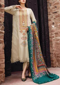 SMT W400- Embroidered 3pc marina dress with Printed wool shawl.