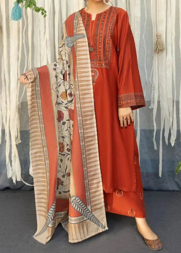 SMT Z(S1169)- Stitched Embroidered 3pc Lawn dress with Printed Munar Dupatta.