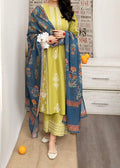 SMT W544-Embroidered 3pc marina dress with Printed shawl.