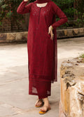 SMT W863-Embroidered 3pc Chikankari Marina Dress With Embroidered Chikankari Chiffon Dupatta.