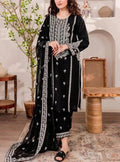 SMT W201-Embroidered 3pc marina dress with Embroidered marina shawl.